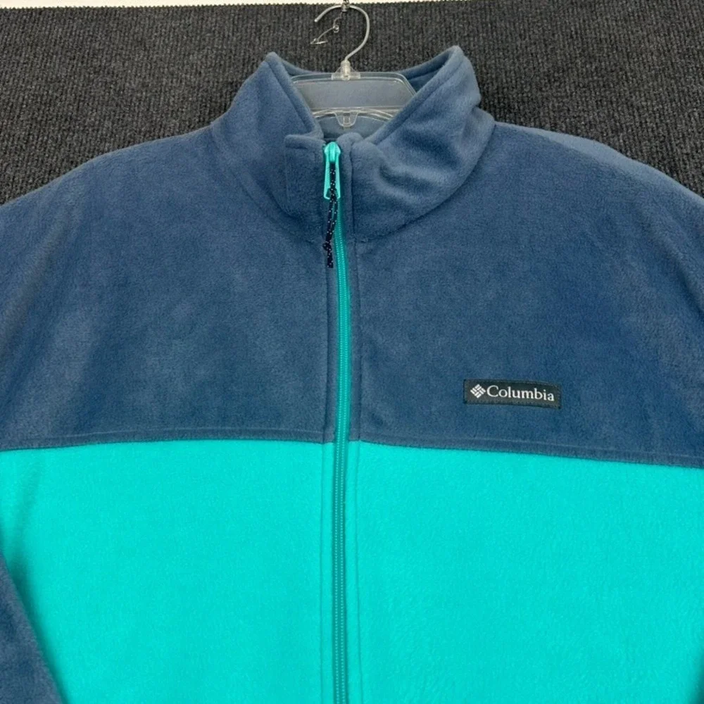 Columbia Unisex Fleece Jacket Mock Full Zip XXL Blue Aqua Outdoors Hiking